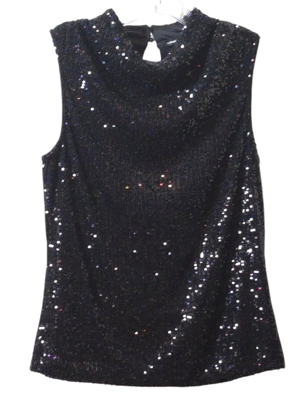 Cable & Gauge Black Sequin Sleeveless Top Small Party Holiday Glam Blouse